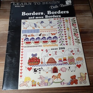 Cross Stitch Book of Borders by Dale Burdett Cats Kitchen Baby Geese Boats Heart