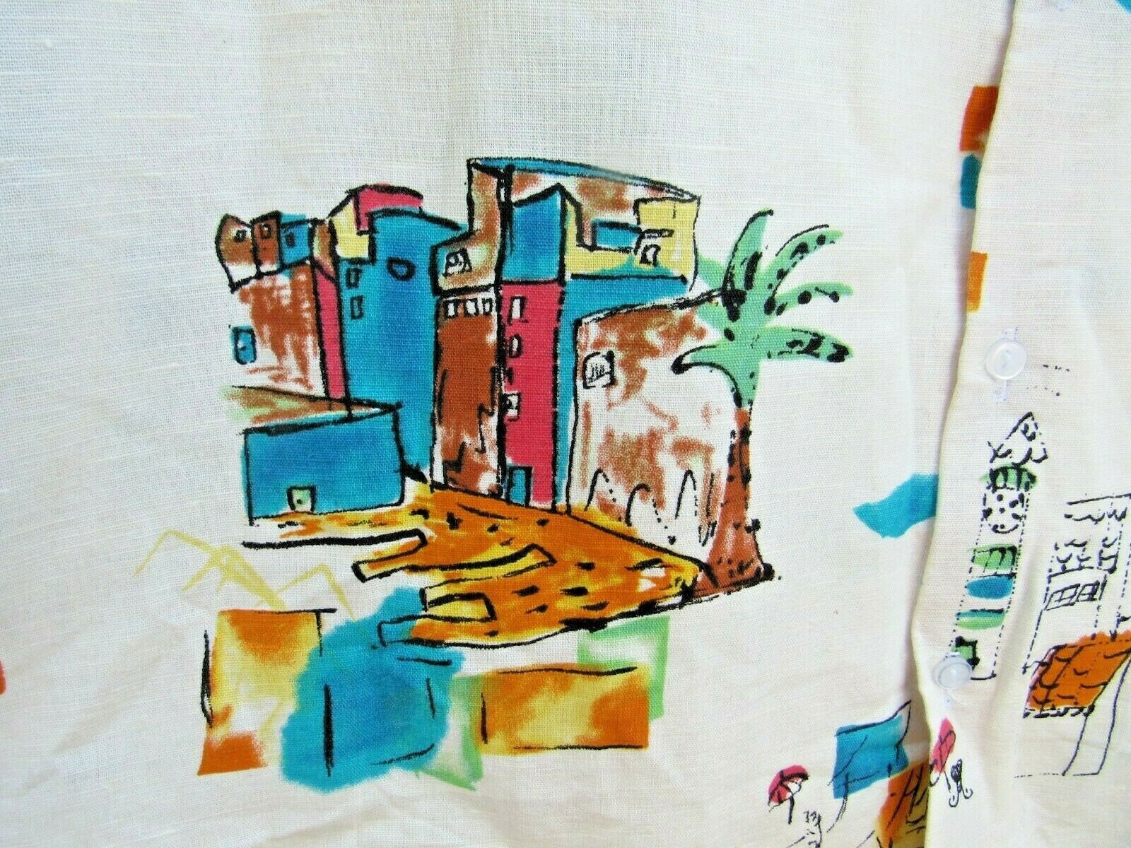 Mens James Brumfield 100 Linen Camp Shirt Tropical Hammock Scene XL USA Made Etsy