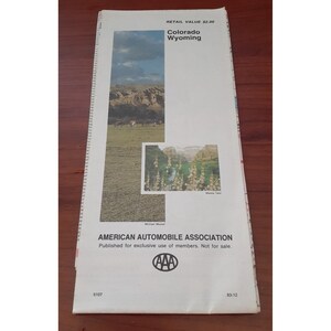 Vintage AAA Auto Club of America 1984 Carte routière du Colorado Wyoming dépliante complète