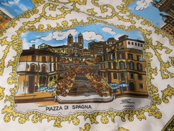 VTG Souvenir Scarf Rome Italy Landmarks in Italian - image 8