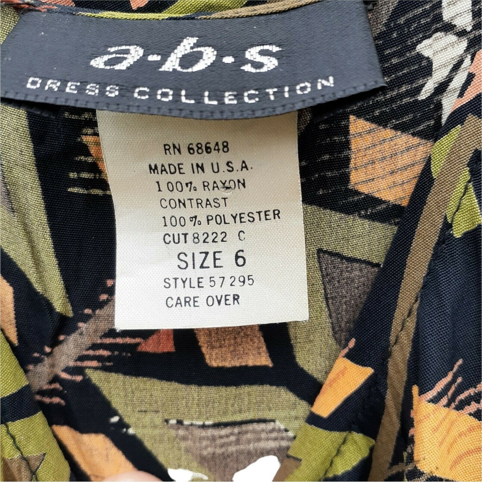 abs by allen schwartz bohemian style sleeveless maxi dress VTG Maxi Dress A.B.S. by Allen Schwartz Drop Waist Green Boho Print 6 USA