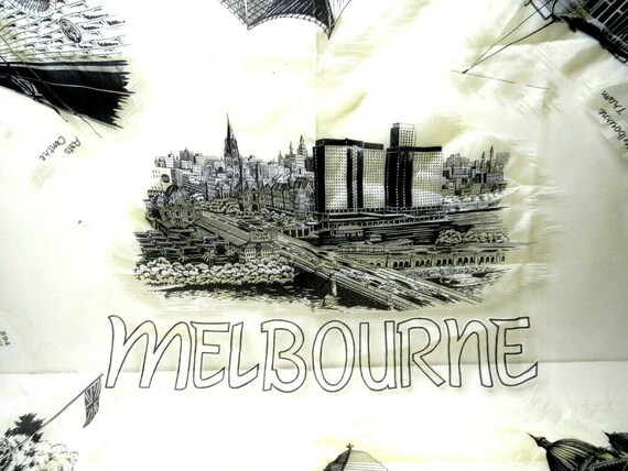VTG Scarf Yellow Melbourne Australia Landmarks Mi… - image 2