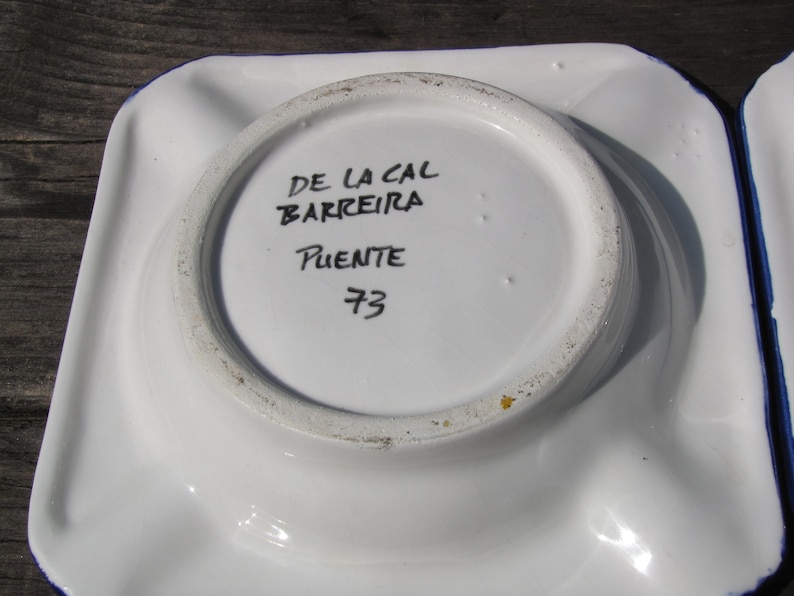 Santa Barbara Spanish Pottery Art Ashtrays de la cal barreira puente 1973 Trinket Dish