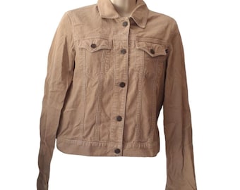 Abercrombie Fitch Jacket Womens S Beige Tan Corduroy Trucker Y2K Vintage