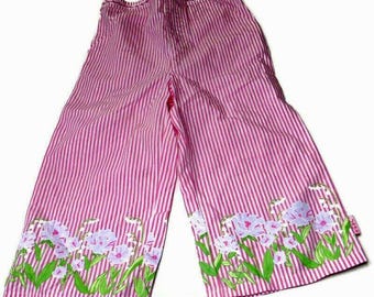 ヴィンテージ ガールズ バスター ブラウン パンツ ピンク ストライプ 花柄 春の花 スクール パーティー サイズ 5