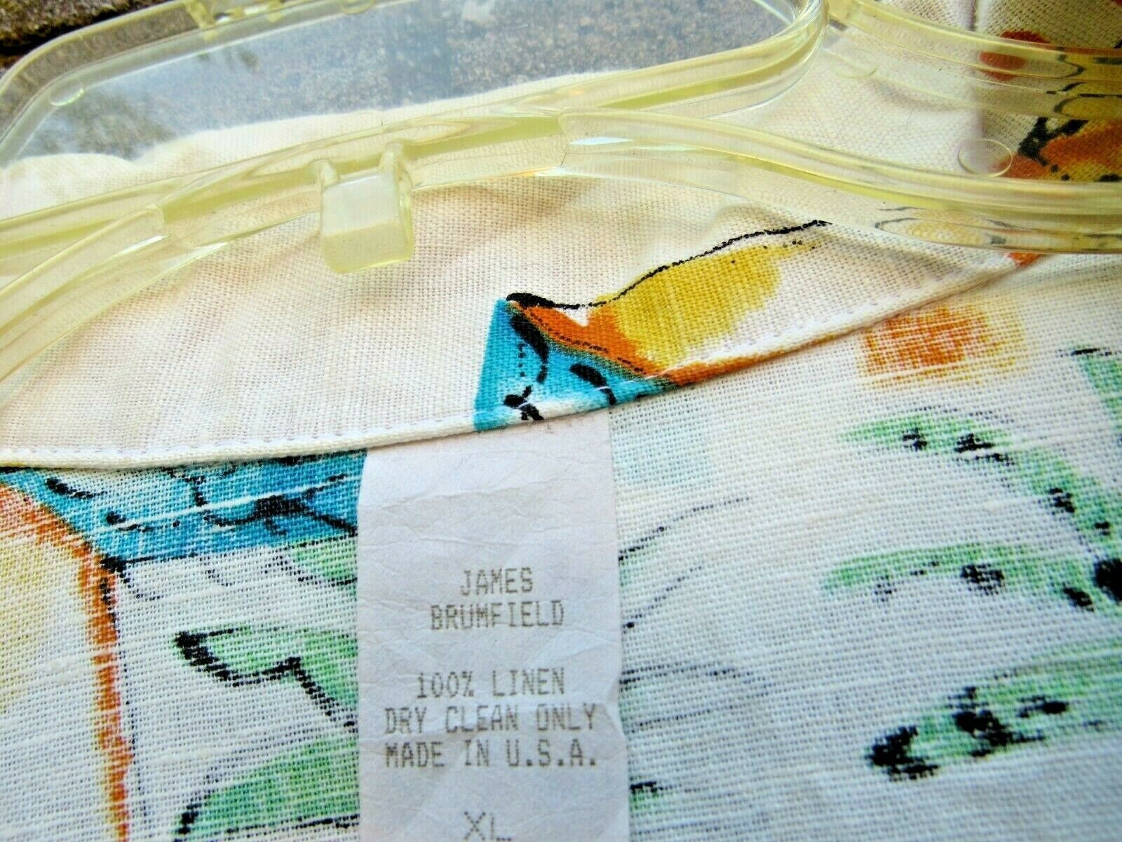 Mens James Brumfield 100 Linen Camp Shirt Tropical Hammock Scene XL USA Made Etsy