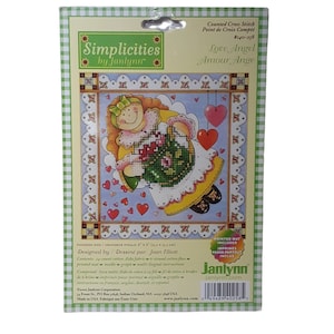 Janlynn Counted Cross Stitch Kit Easy Angel Hearts with Printed Mat