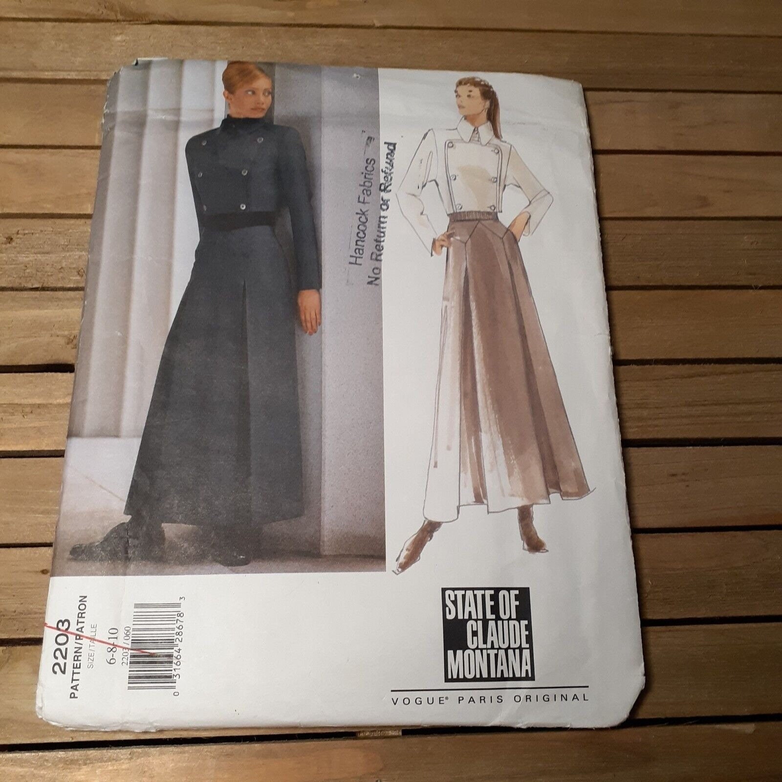 Patron De Couture VOGUE 2040 Signé Montana - Neuf, Pour Vêtements