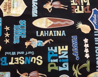 Tela de costura de algodón Lahaina Maui Hawaii Kailua Hula Honolulu Quilt Crafts 2.75y