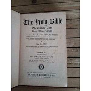Douay Rheims Catholic Bible Vintage 1941 Benziger Brothers Challoner Vatican I