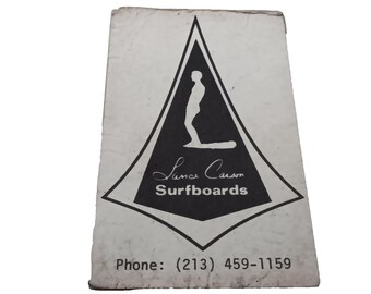 Vintage Ephemera Lance Carson Surfboards Visitekaartje Pacific Palisadas, CA jaren 70
