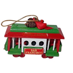 CTC San Francisco Wooden Trolley Car Train Powell & Market Souvenir Ornament