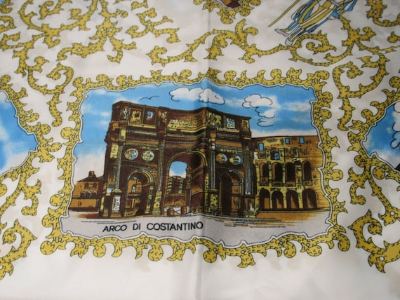 VTG Souvenir Scarf Rome Italy Landmarks in Italian - image 7