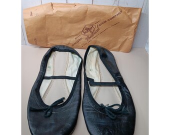 Vintage balletschoenen van Real Hoffert, zwart leer, maat 8 (VS).