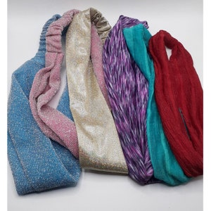 Vintage Six Assorted Hair Accessories Head Bands Sparkle Glitter Crepe Heather