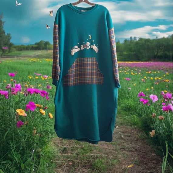 VTG Night Gear Fleece Sweat Shirt Nightgown Dress Loungewear Sheep Grannycore XL Etsy Australia