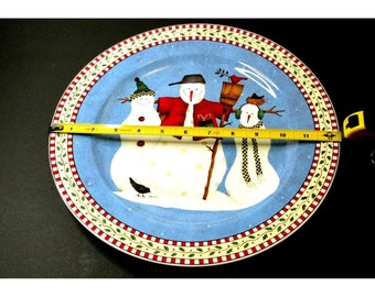 VTG Debbie Mumm Sakura Serving Platter Snowman Large 12.5”