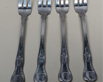 Capco Silverplate Short Tine Forks Japan cocktail  seafood oyster forks 6" 4pc