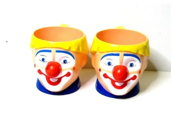 Circus Souvenir Ringling Bros Barnum and Baily Plastic Clown Cups NOS