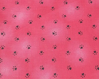 Christmas Sewing Red Fabric Pet Paws Dog Cat Quilt Craft 2 yds x 44"