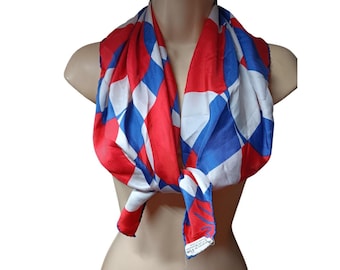 Vintage Vera 100% Silk Hand Rolled Edges Made in the USA Red White Blue