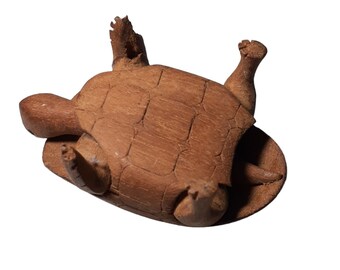 プリミティブアンティーク木彫りのカメの民芸品 3.5インチ 南北戦争