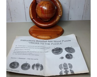 Baseball Mitt Wood Puzzle – Ball Sports Brain Teaser (5"x5")