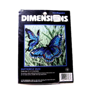 VTG Dimensions Butterfly Duo Needlepoint Kit Colorful 5&quot; x 5&quot;