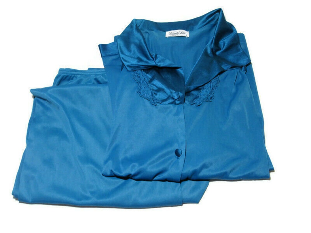 Vanity Fair Pajamas 1960's Slinky Teal Blue Viva Las Vegas Etsy