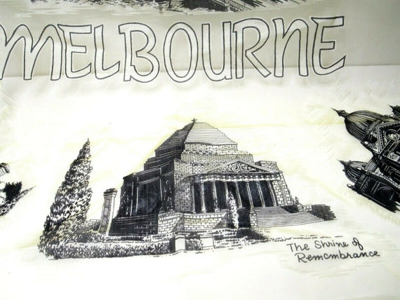 VTG Scarf Yellow Melbourne Australia Landmarks Mi… - image 3