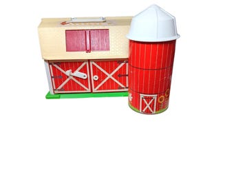 Vintage Fisher Price Little People Boerderijschuur en Silo #915 Moo Sound Gemaakt in de VS