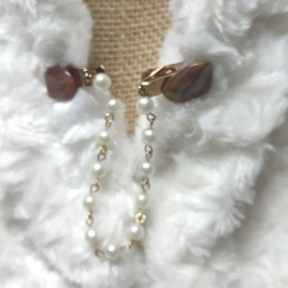 1950s Sweater Clip Polished Stone Brown Agate Gol… - image 2