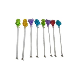 Fruit Swizzle Sticks Drink Party Set Barware Colorful Berries Grapes Pineapple 9