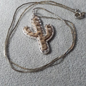 Handwerker Halskette Gehämmert Mixed Metal Saguaro Kaktus Wüste Südwesten 18 &quot;Kette