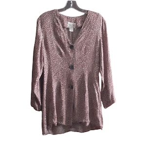 Vintage Puccini Bluse Maroon Creme Langarm Knopfleiste Klein Mid Century