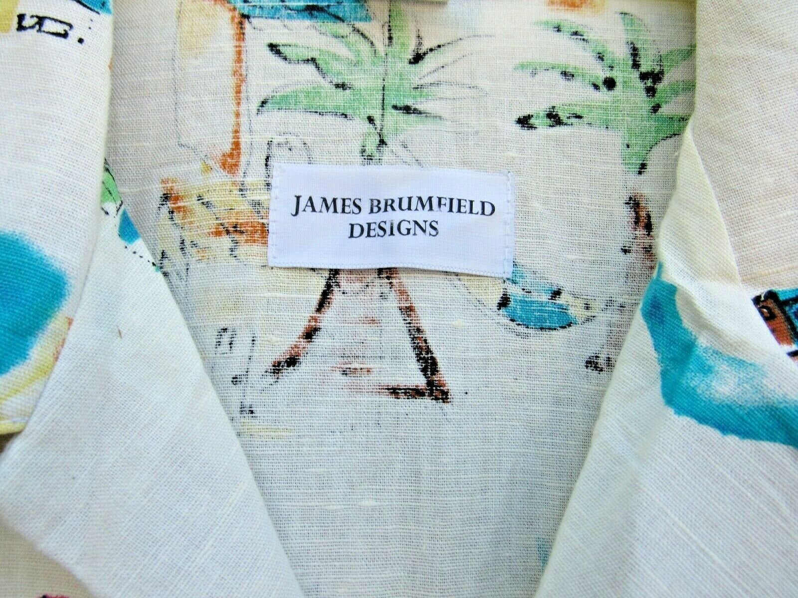 Mens James Brumfield 100 Linen Camp Shirt Tropical Hammock Scene XL USA Made Etsy