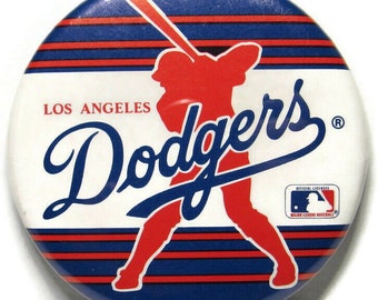 VTG Pinback Los Angeles Dodgers Large 3.5" Official Red White Blue