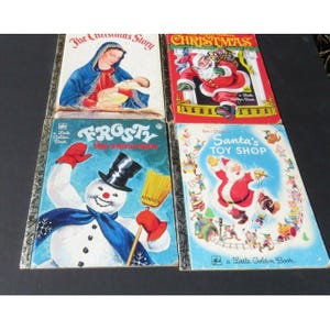 Vtg 4 Little Golden Books Night Before Christmas Story Frosty Santa Toy Shop