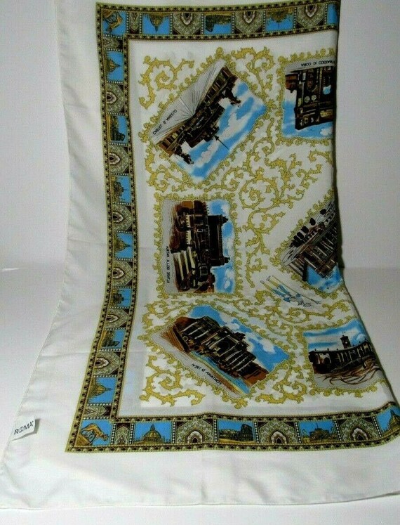 VTG Souvenir Scarf Rome Italy Landmarks in Italian - image 2