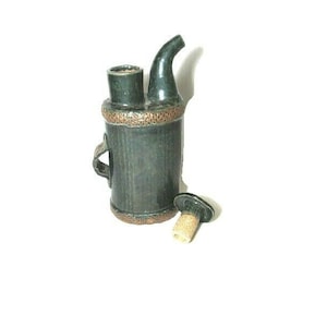 Studio Art Pottery Green Glazed Textured Teapot with Lid Unusual Style (Unsigned)