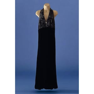Scott McClintock Evening Gown Dress Full Length Black Velvet Bejeweled 14 Y2K