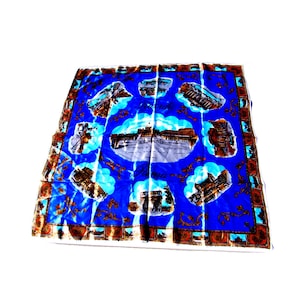 Italy Souvenir Scarf Landmarks Ricordo Roma Italian Fontana di Trevi Piazza 30&quot;