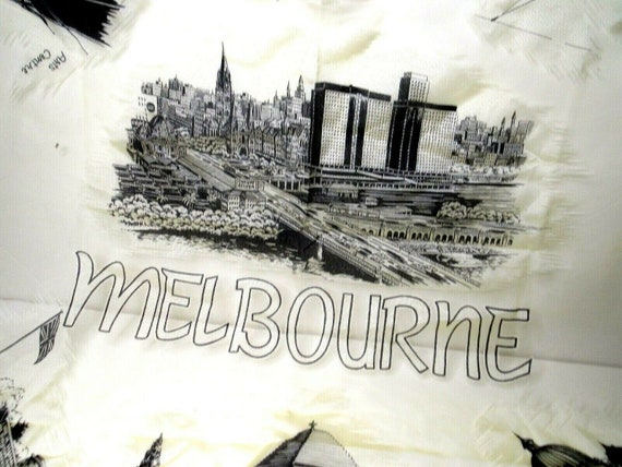 VTG Scarf Yellow Melbourne Australia Landmarks Mi… - image 6