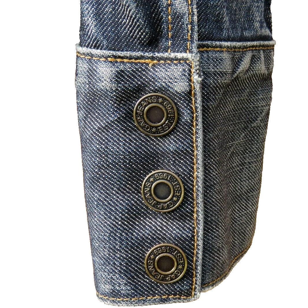 GAP Y2K Denim Western Jacket Trucker Distressed 3 Snap