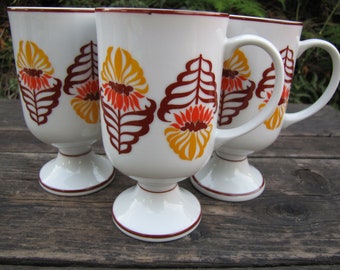 VTG Holt Howard Footed Mug Set French Marigold Coffee Cups RARE 3 piece