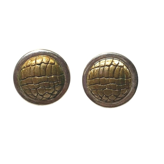 Vtg Silver and Textured Brass Button Clip On Butto