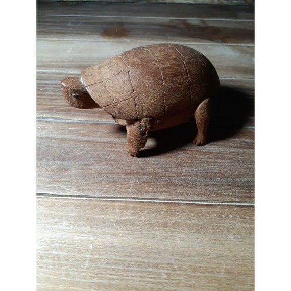 プリミティブアンティーク木彫りのカメの民芸品 3.5インチ 南北戦争