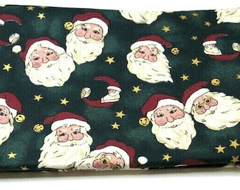 Christmas Sewing Fabric Santa Heads and Stars 1yd+34" (almost 2 yds)  44" Wide