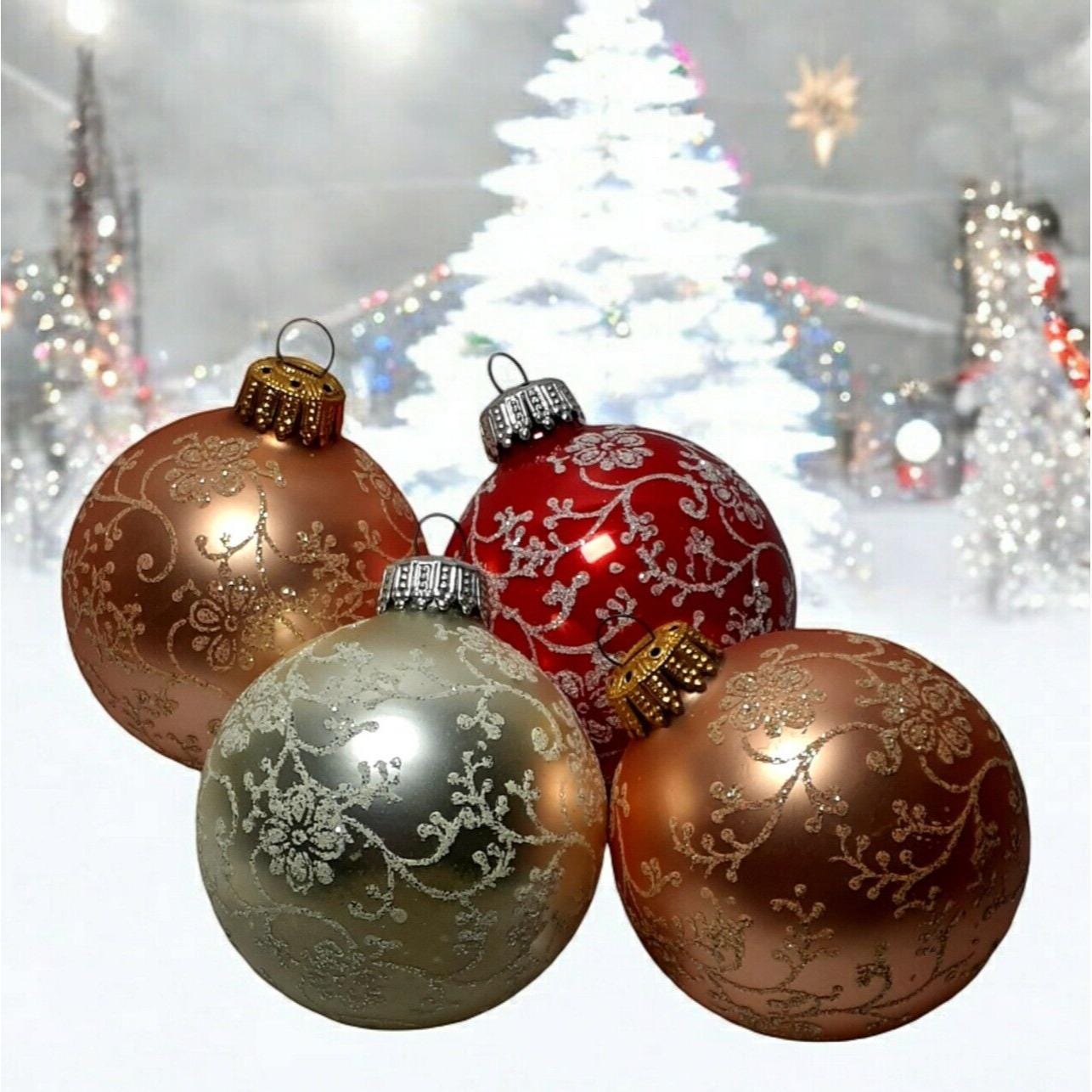 Vintage Krebs Christmas Ornaments West Germany Glass Glitter Ball