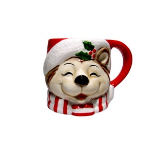 Fitz & Floyd Christmas Mug Santa Bear Mug 1981 Roman Numerals Date Mid Century
